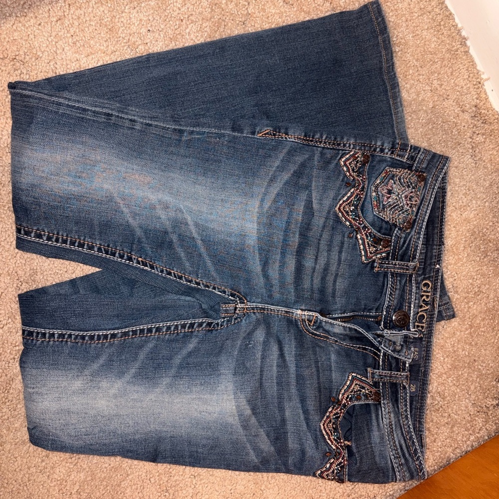 Grace Women's Boot Cut Jeans with Embroidery